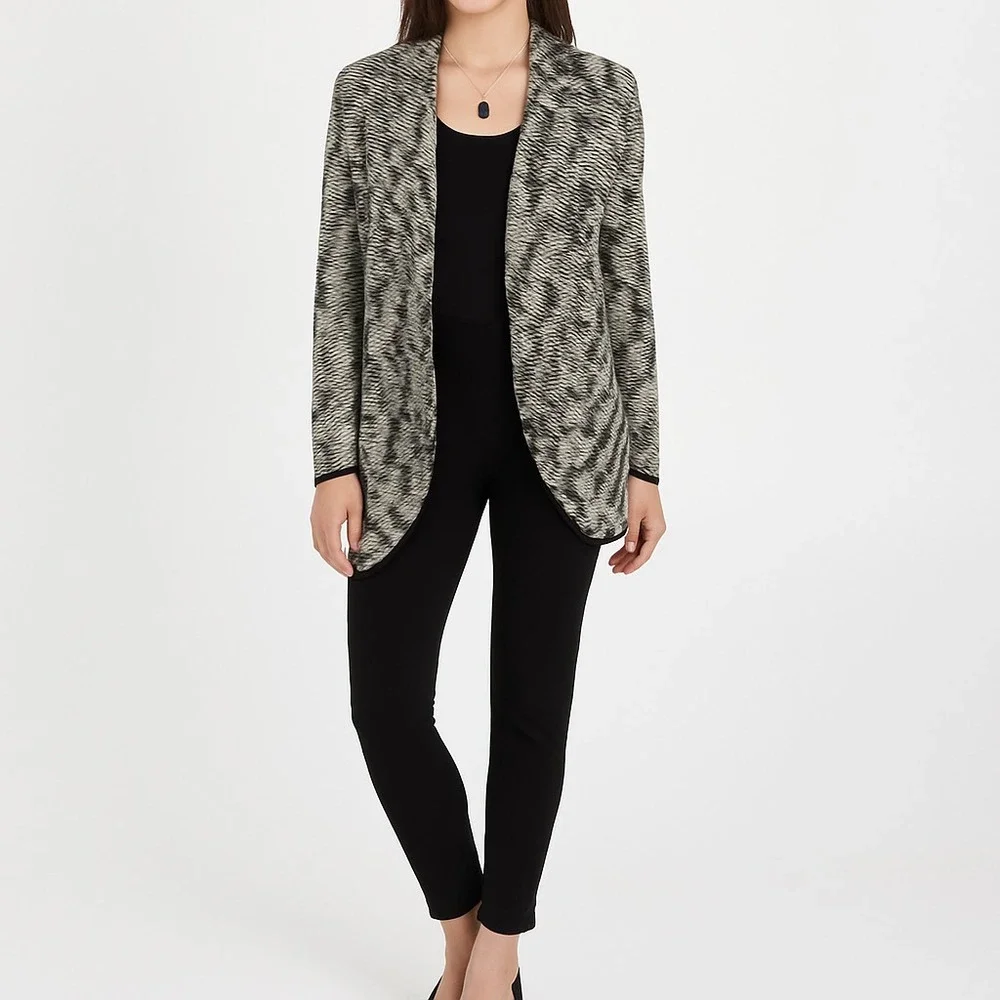 Cache Metallic Animal Print Cardigan Womens XS Dressy Open‎ Front Evening Layer